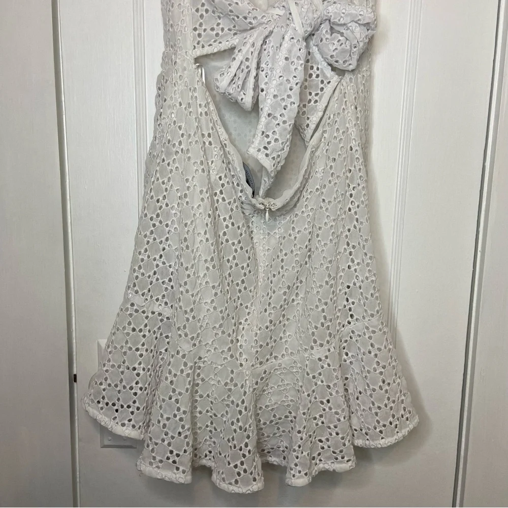 Bardot Nadia Tie Back Mini Eyelet Dress in ivory white size 12 - Picture 12 of 15